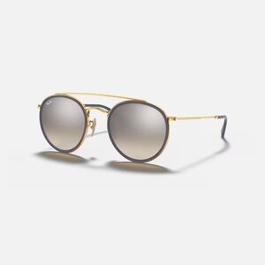 Ray-Ban Round Double Bridge Sunglasses - Gold Frame with silver gradient lens